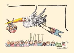 Karte Geburt fliegender Storch