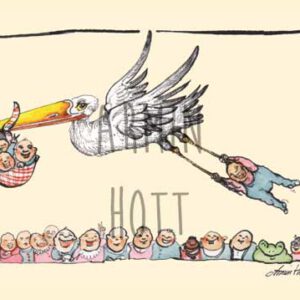 Karte Geburt fliegender Storch